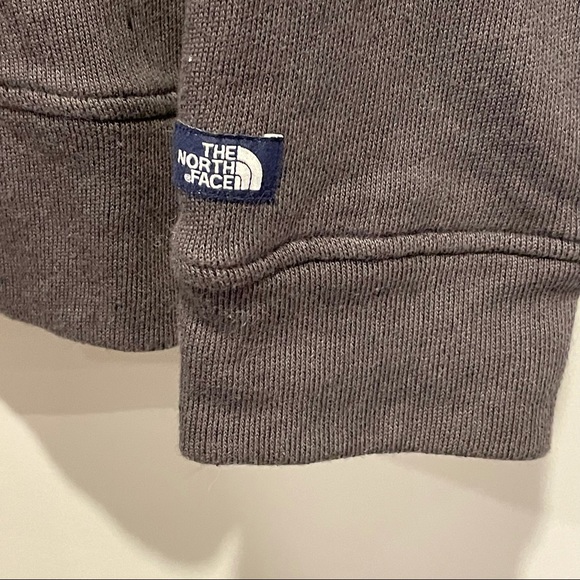 North Face mens heavyweight collared sweatshirt waffle fabric lined  Sz L Gray - Picture 5 of 13